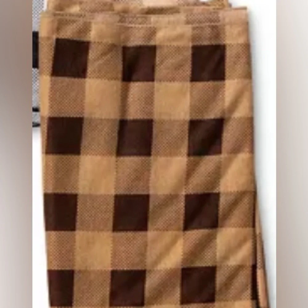 Jenni Buffalo Check Light & Dark Brown Jersey Wrap Scarf. NWT